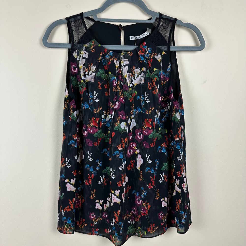 Alice Olivia Silk Floral Blouse Lace Spring Resort Bloomcore Career Whimsigoth